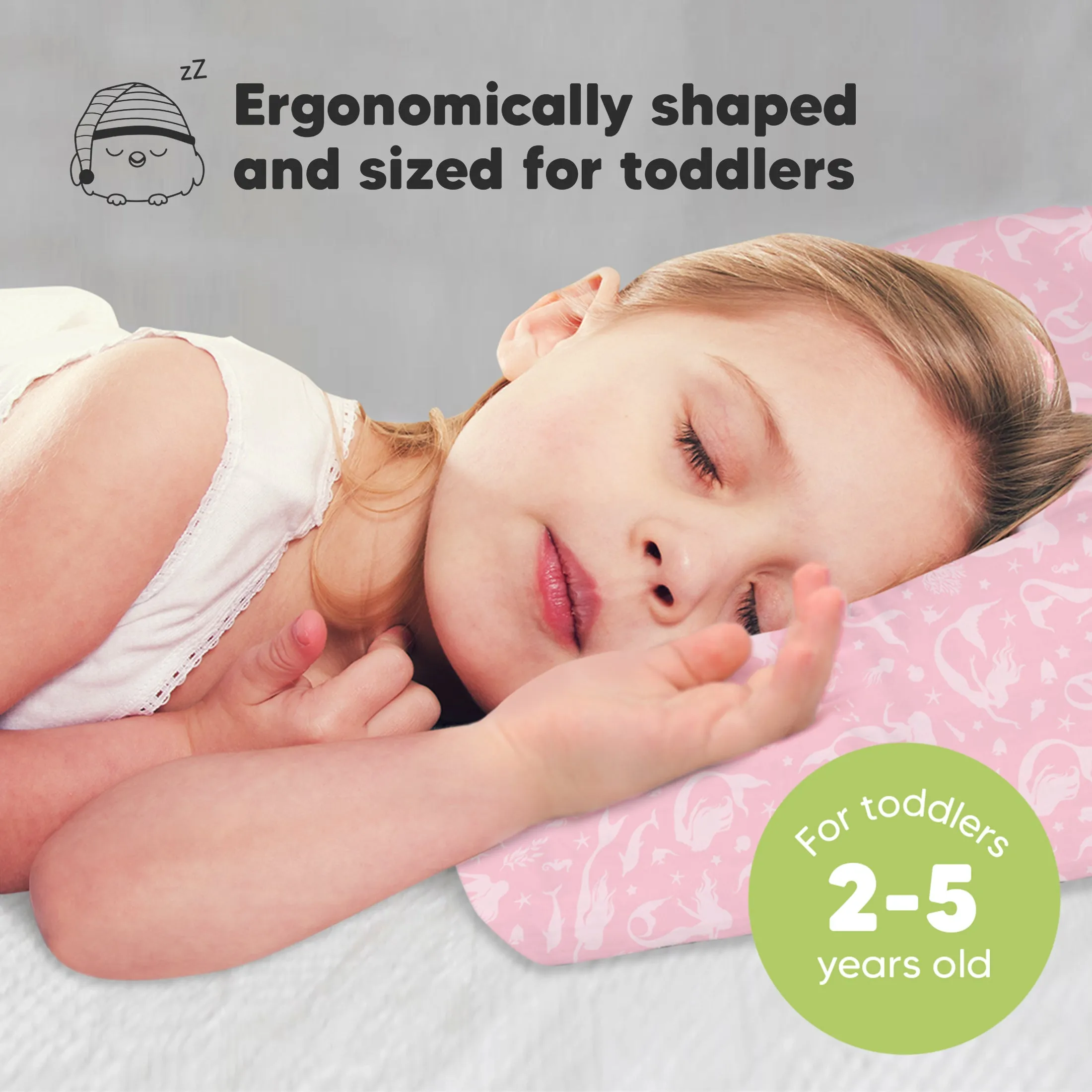 Toddler Pillow with Pillowcase (Mermaid)