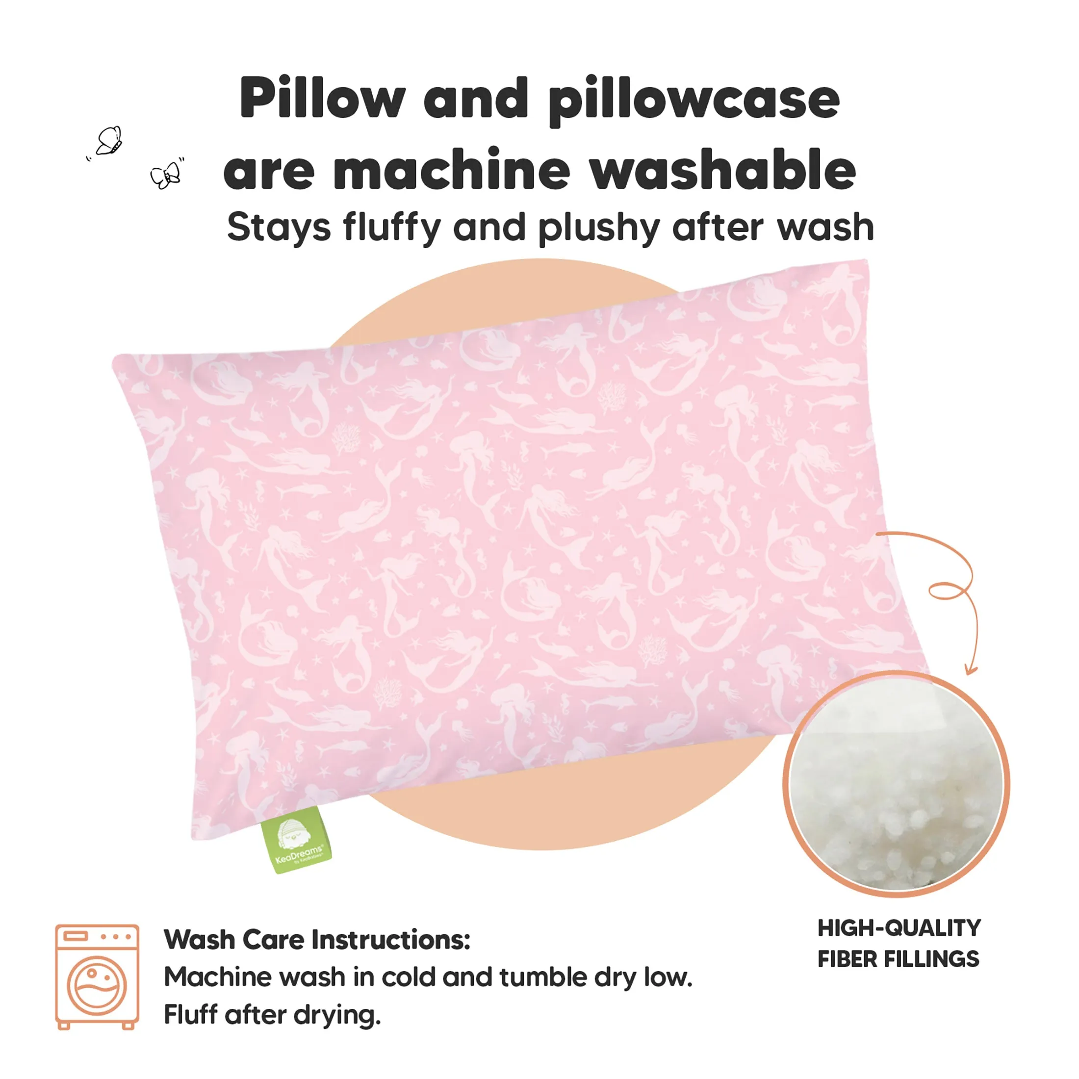 Toddler Pillow with Pillowcase (Mermaid)