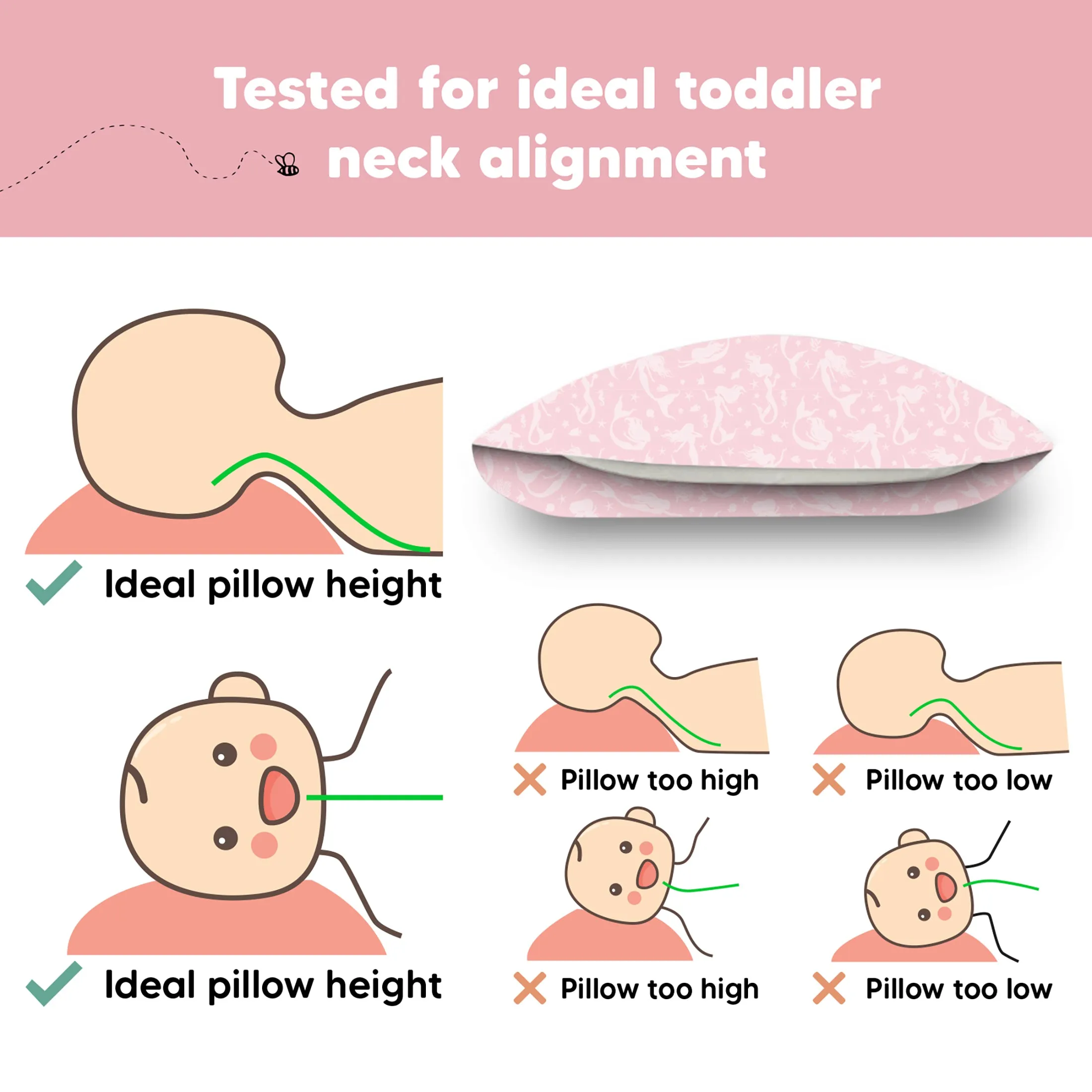 Toddler Pillow with Pillowcase (Mermaid)