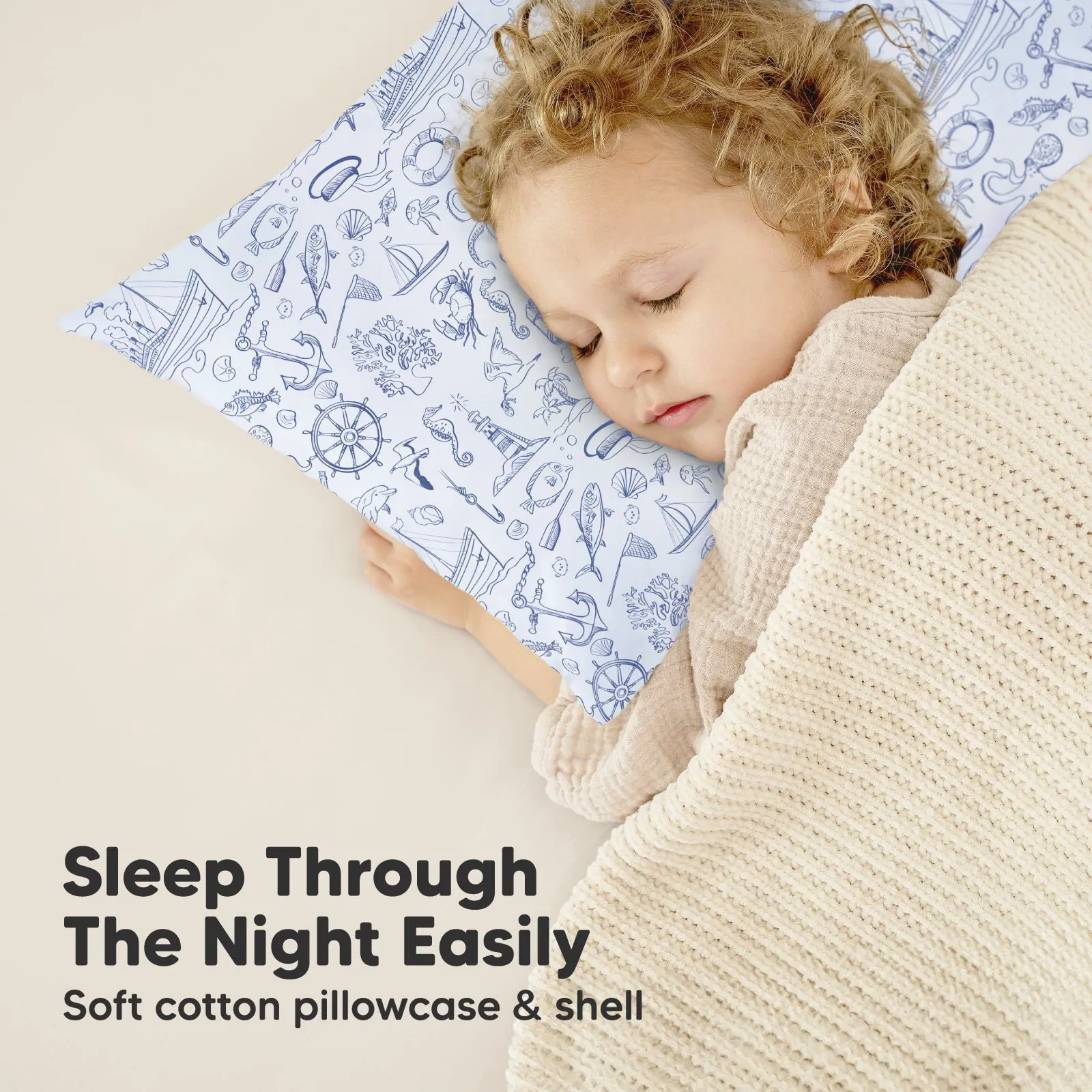 Toddler Pillow with Pillowcase (Nautical)