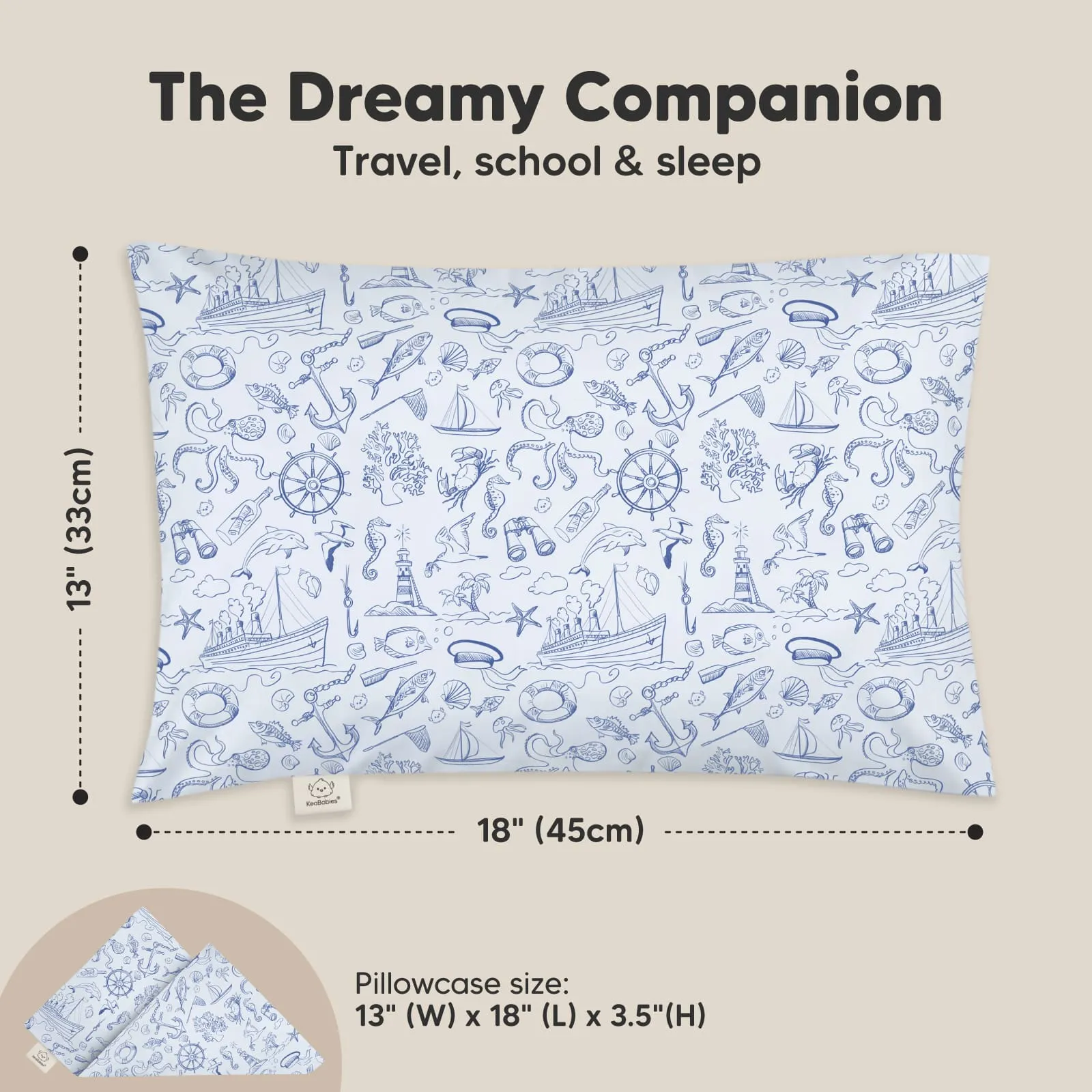 Toddler Pillow with Pillowcase (Nautical)