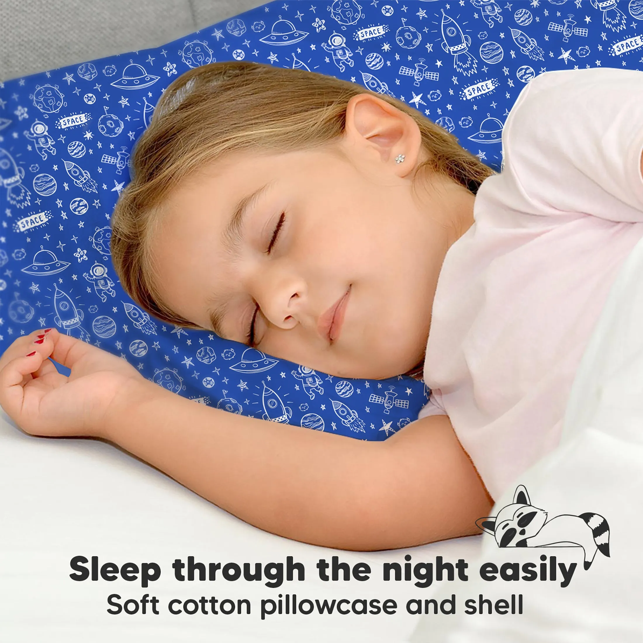 Toddler Pillow with Pillowcase (Off to Space)