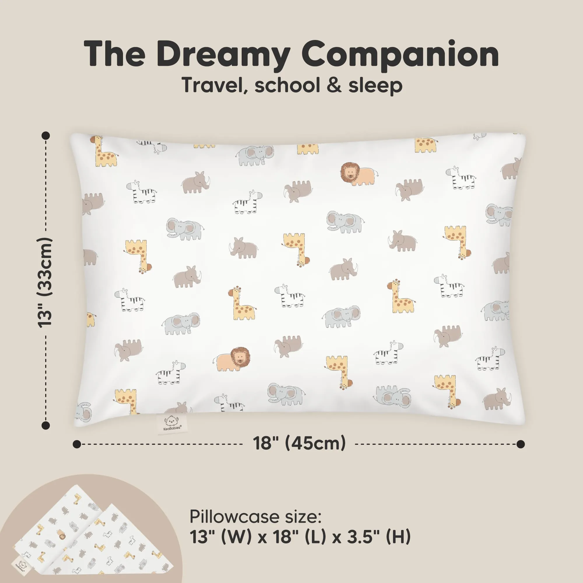 Toddler Pillow with Pillowcase (Safari Echo)