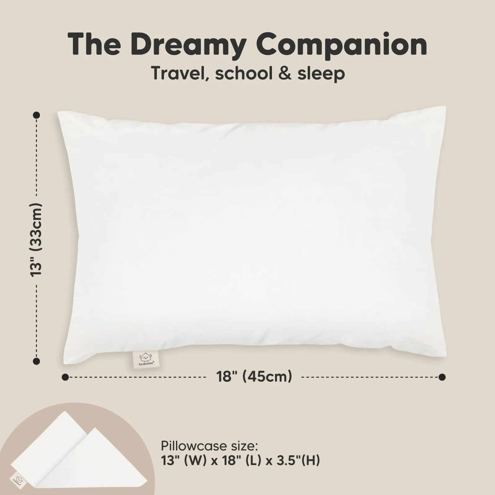 Toddler Pillow with Pillowcase (Soft White)