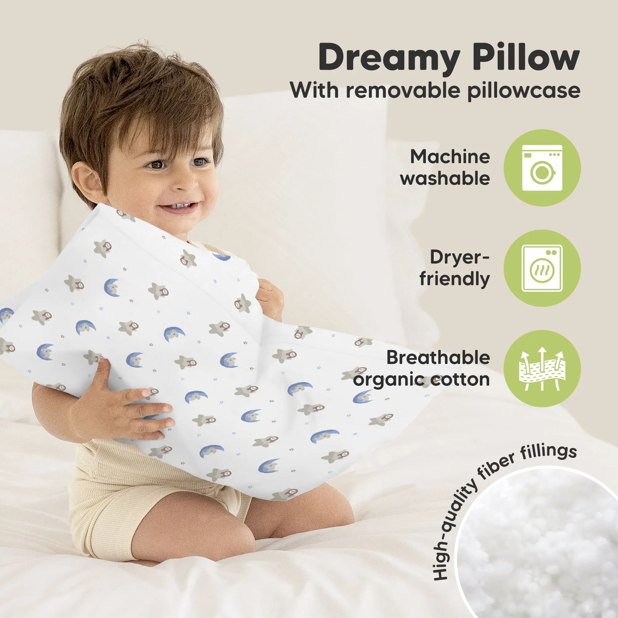 Toddler Pillow with Pillowcase (Space Drift)