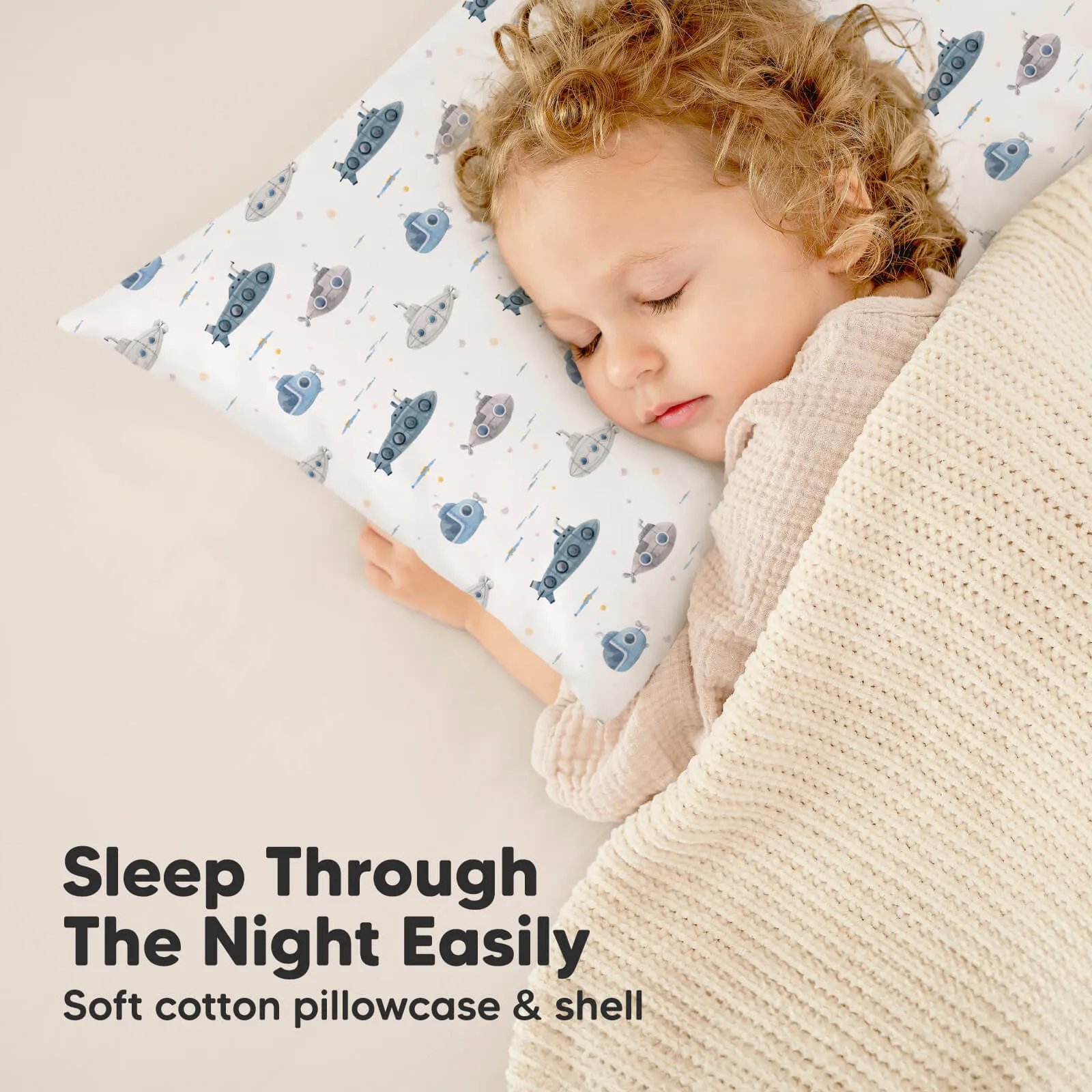 Toddler Pillow with Pillowcase (Submarines)
