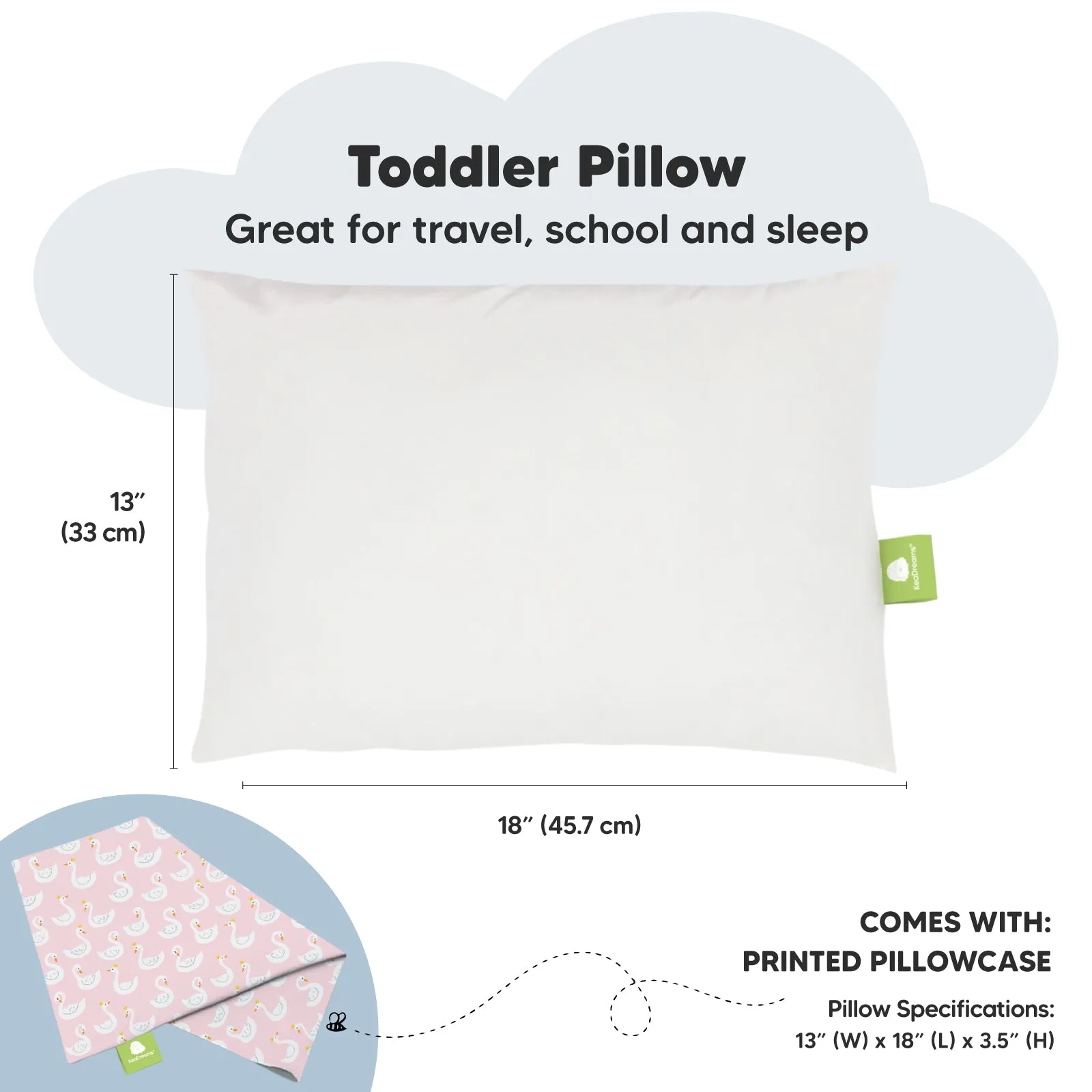 Toddler Pillow with Pillowcase (Swan Lake)