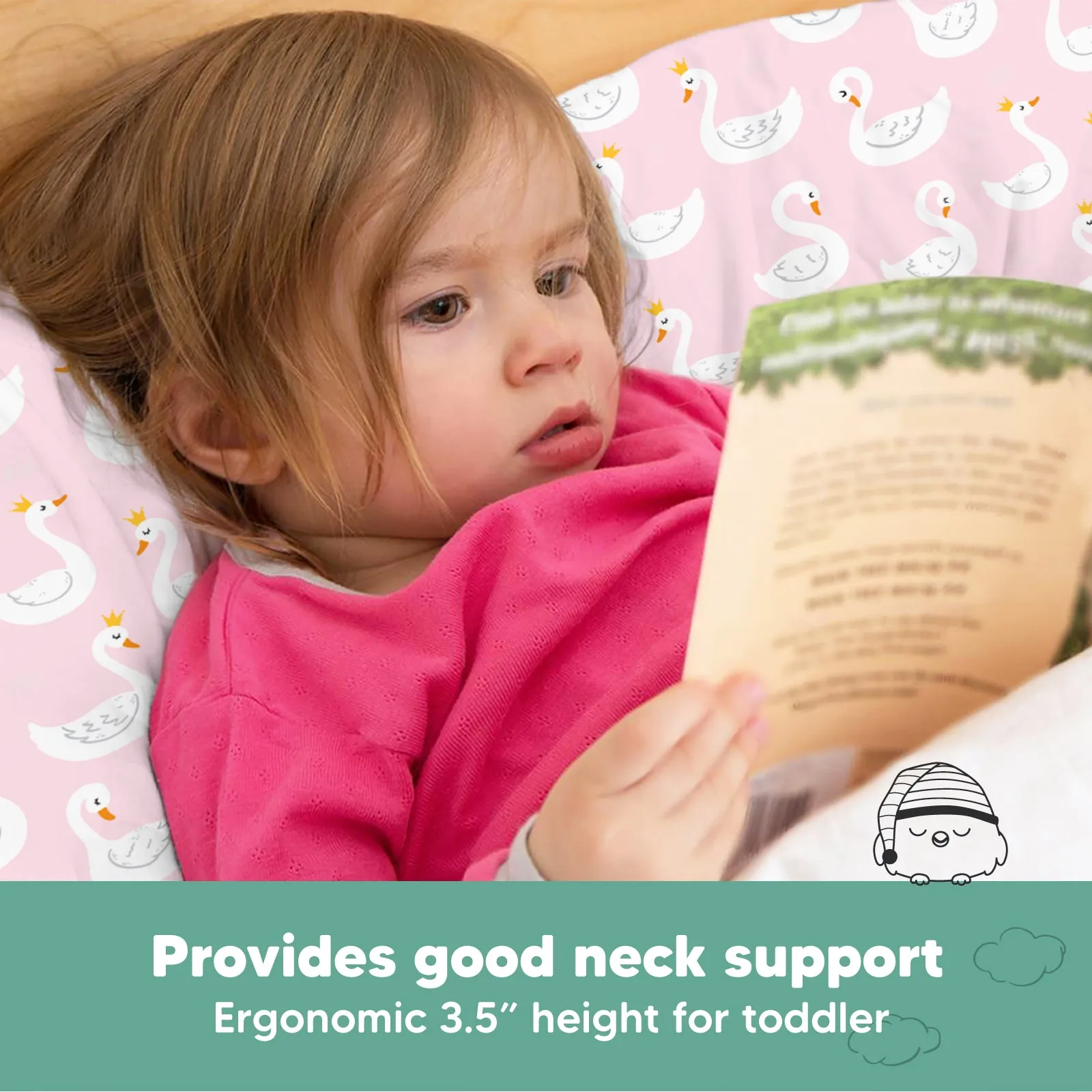 Toddler Pillow with Pillowcase (Swan Lake)
