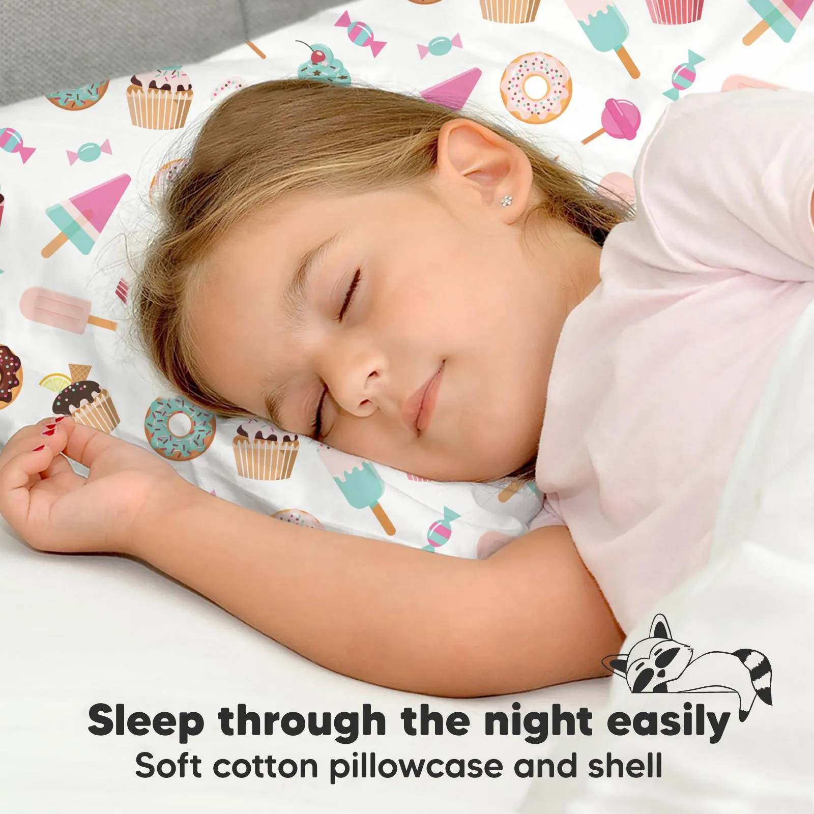 Toddler Pillow with Pillowcase (Sweet Tooth)
