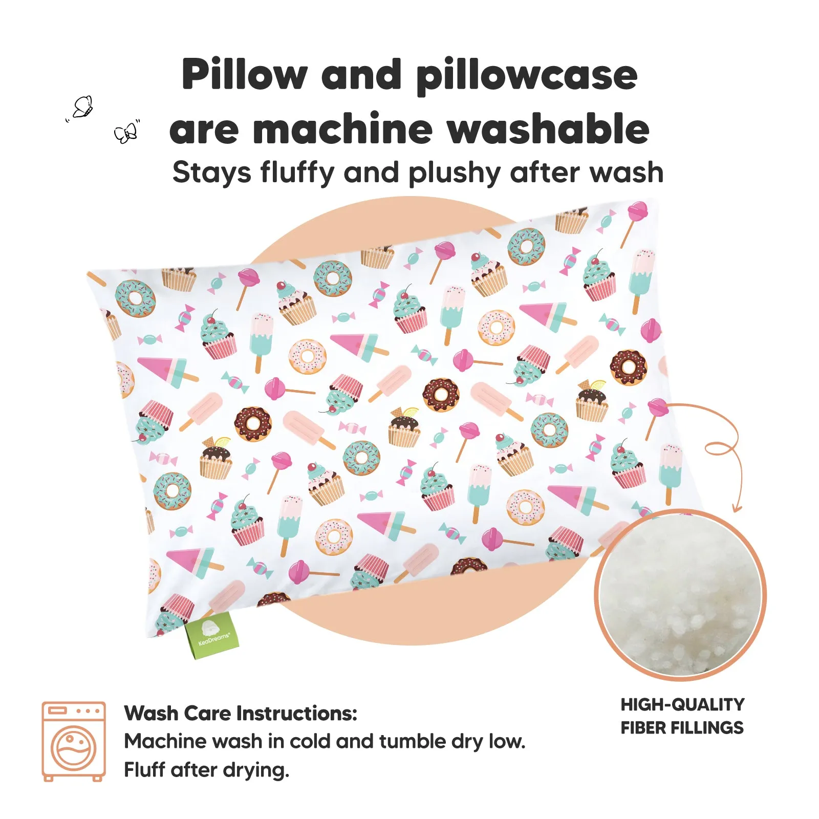 Toddler Pillow with Pillowcase (Sweet Tooth)