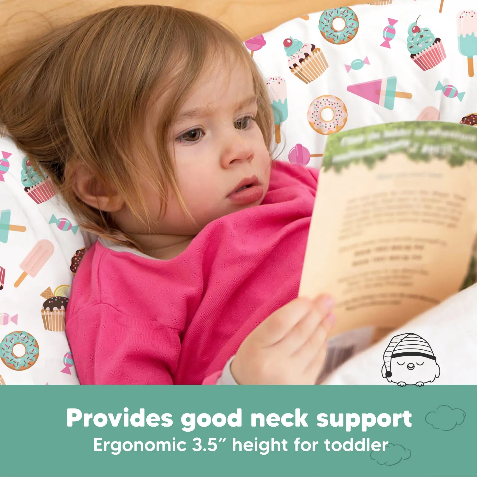 Toddler Pillow with Pillowcase (Sweet Tooth)