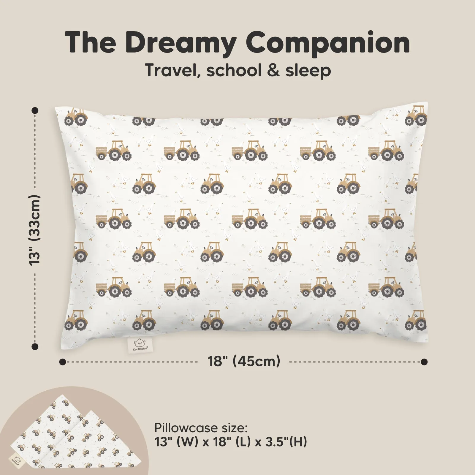 Toddler Pillow with Pillowcase (Tractor)