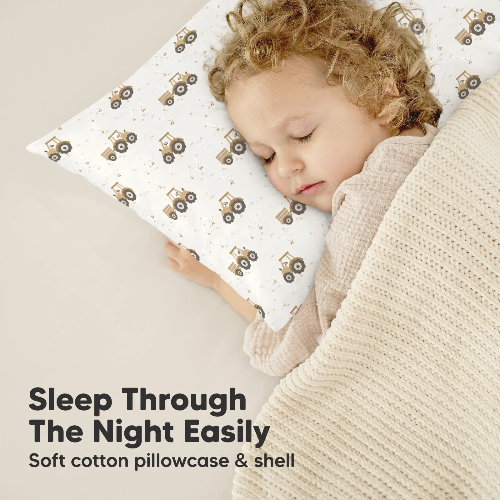 Toddler Pillow with Pillowcase (Tractor)