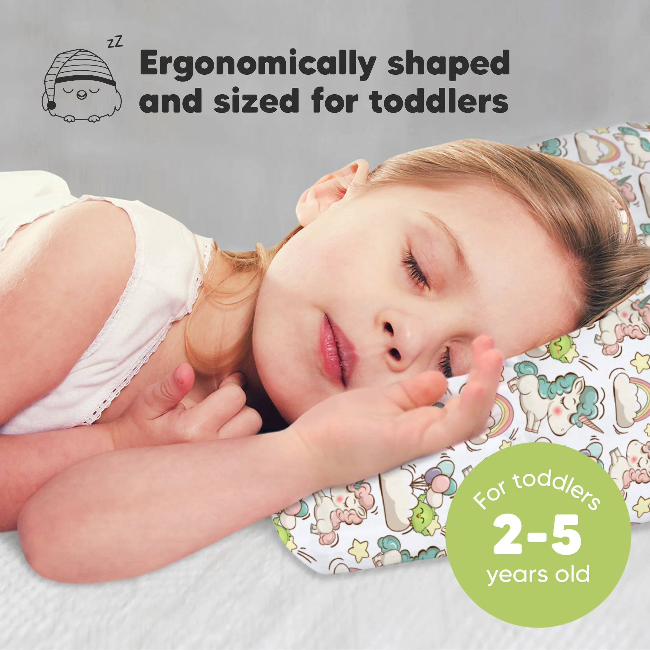 Toddler Pillow with Pillowcase (Unicorn Dreams)