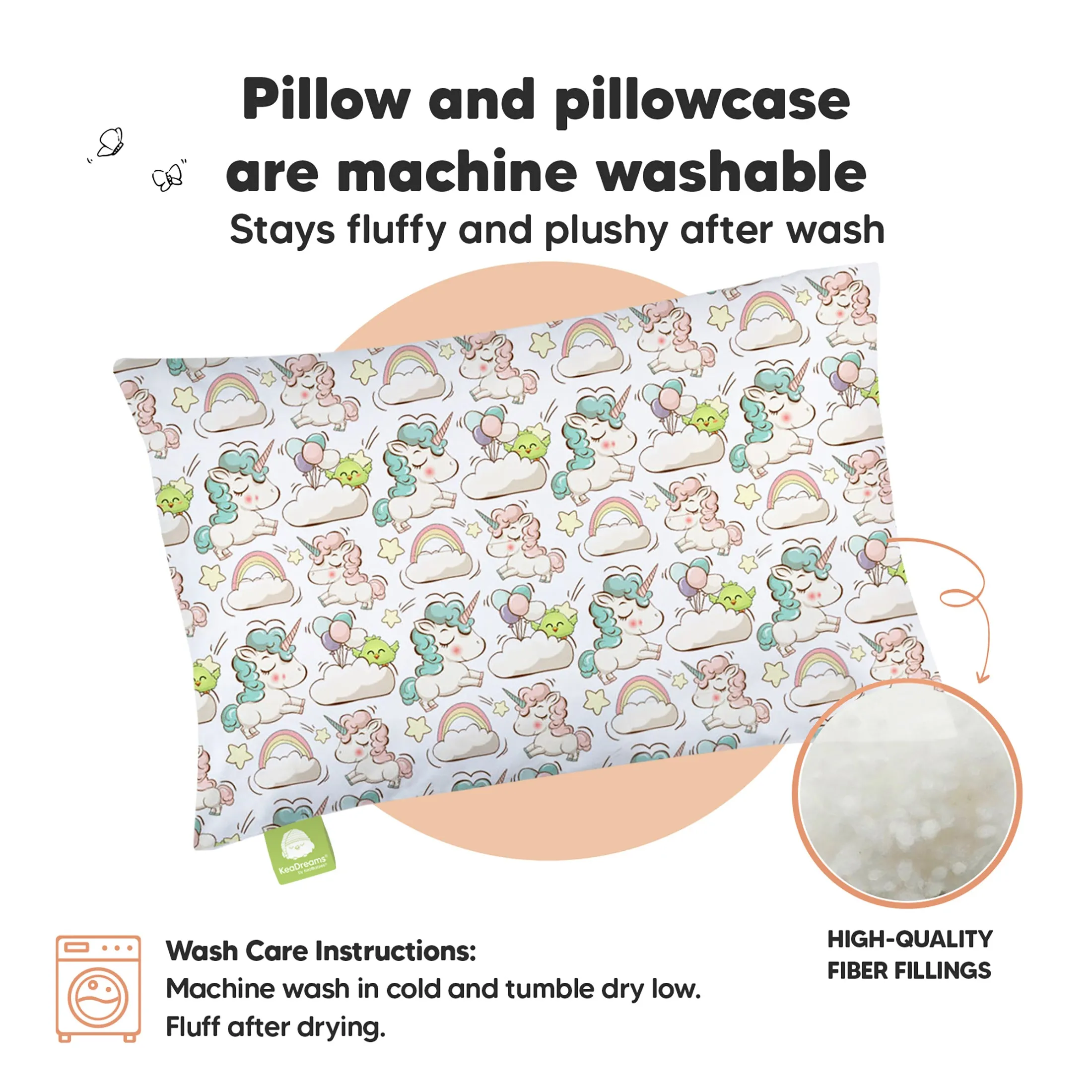 Toddler Pillow with Pillowcase (Unicorn Dreams)