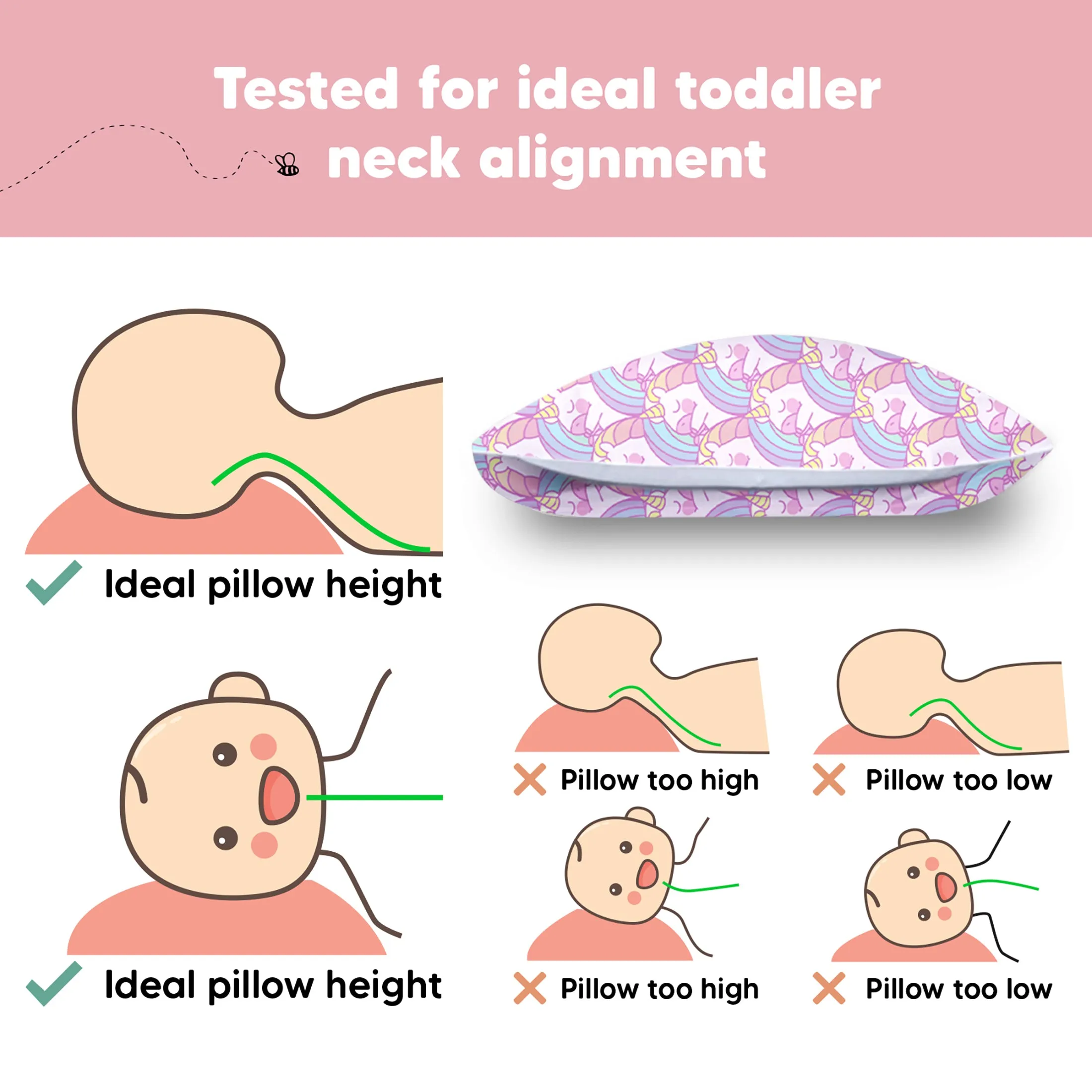 Toddler Pillow with Pillowcase (Unicorn)
