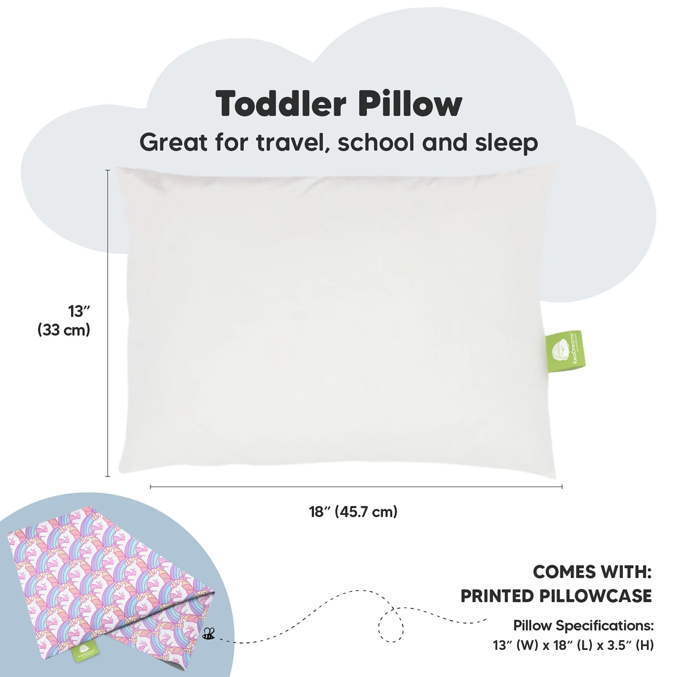Toddler Pillow with Pillowcase (Unicorn)