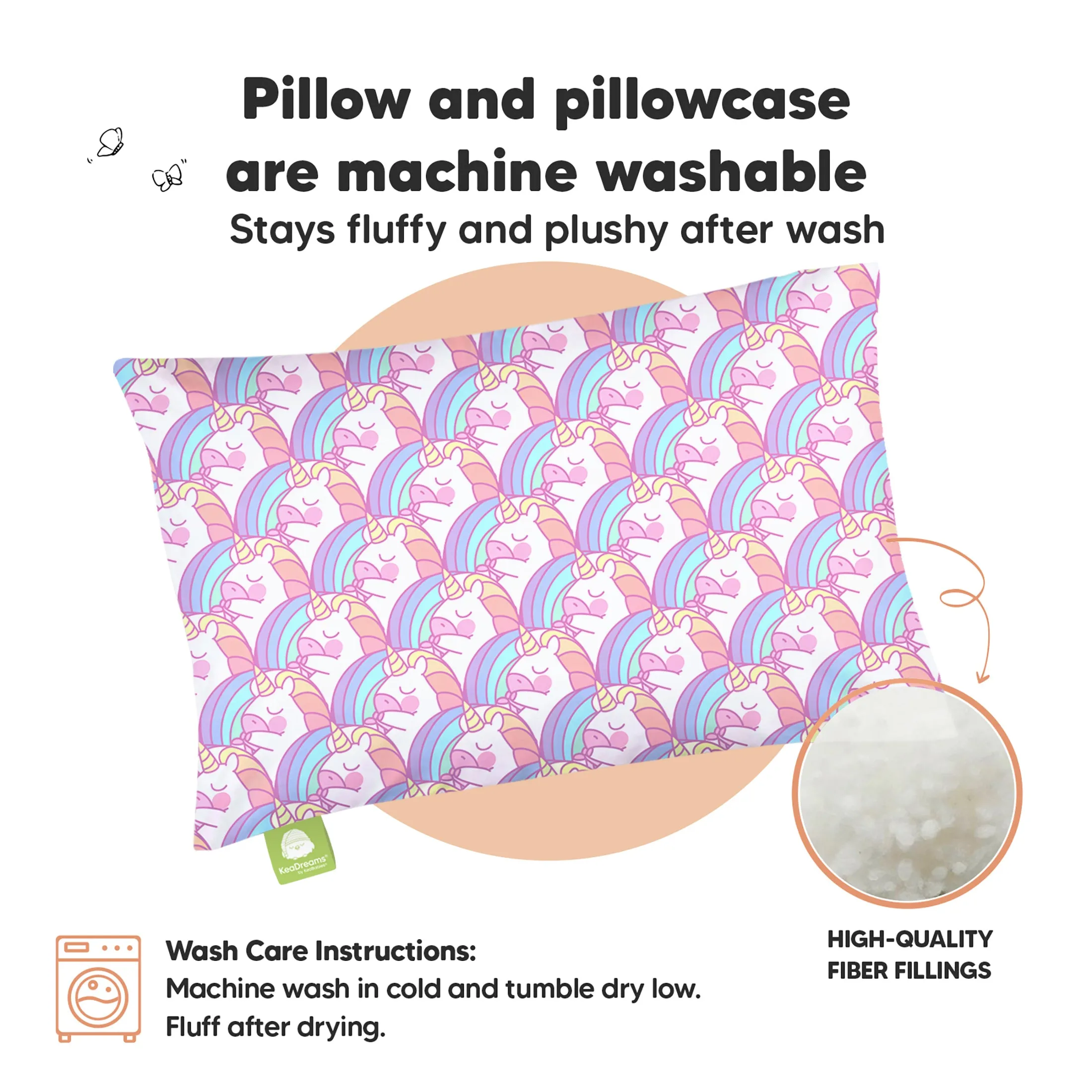 Toddler Pillow with Pillowcase (Unicorn)