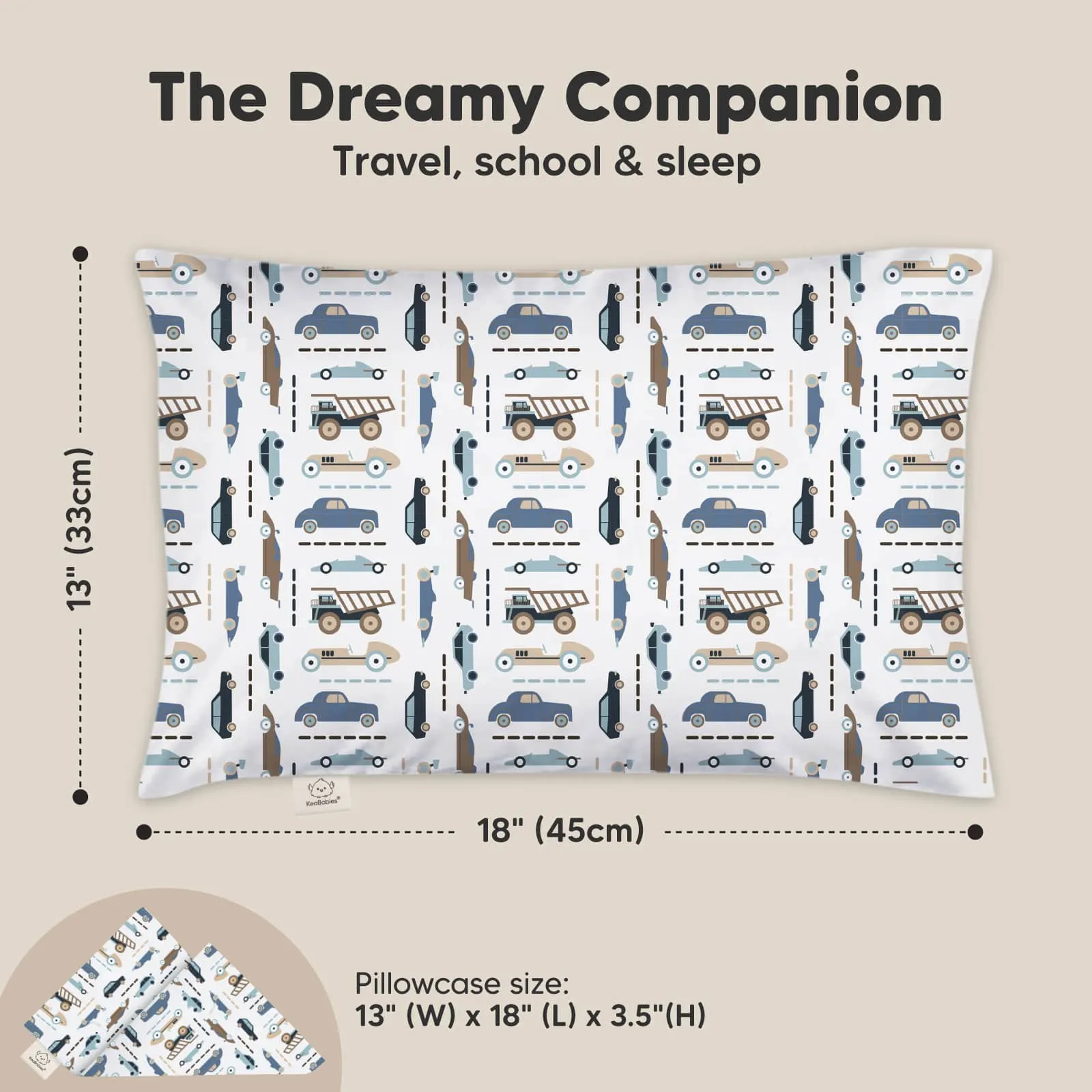 Toddler Pillow with Pillowcase (Vroom)