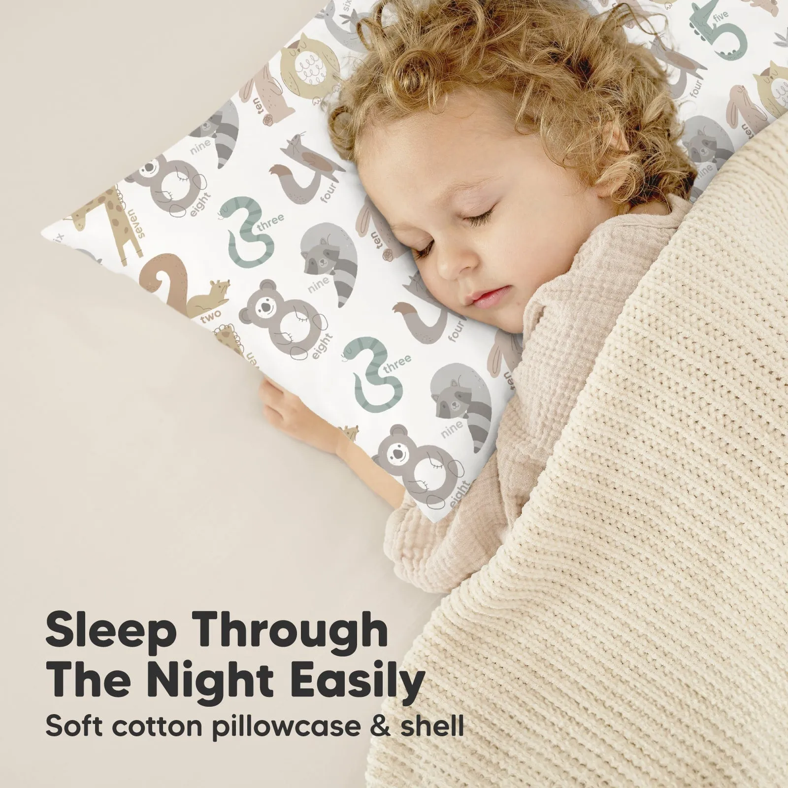 Toddler Pillow with Pillowcase (Wild Count)