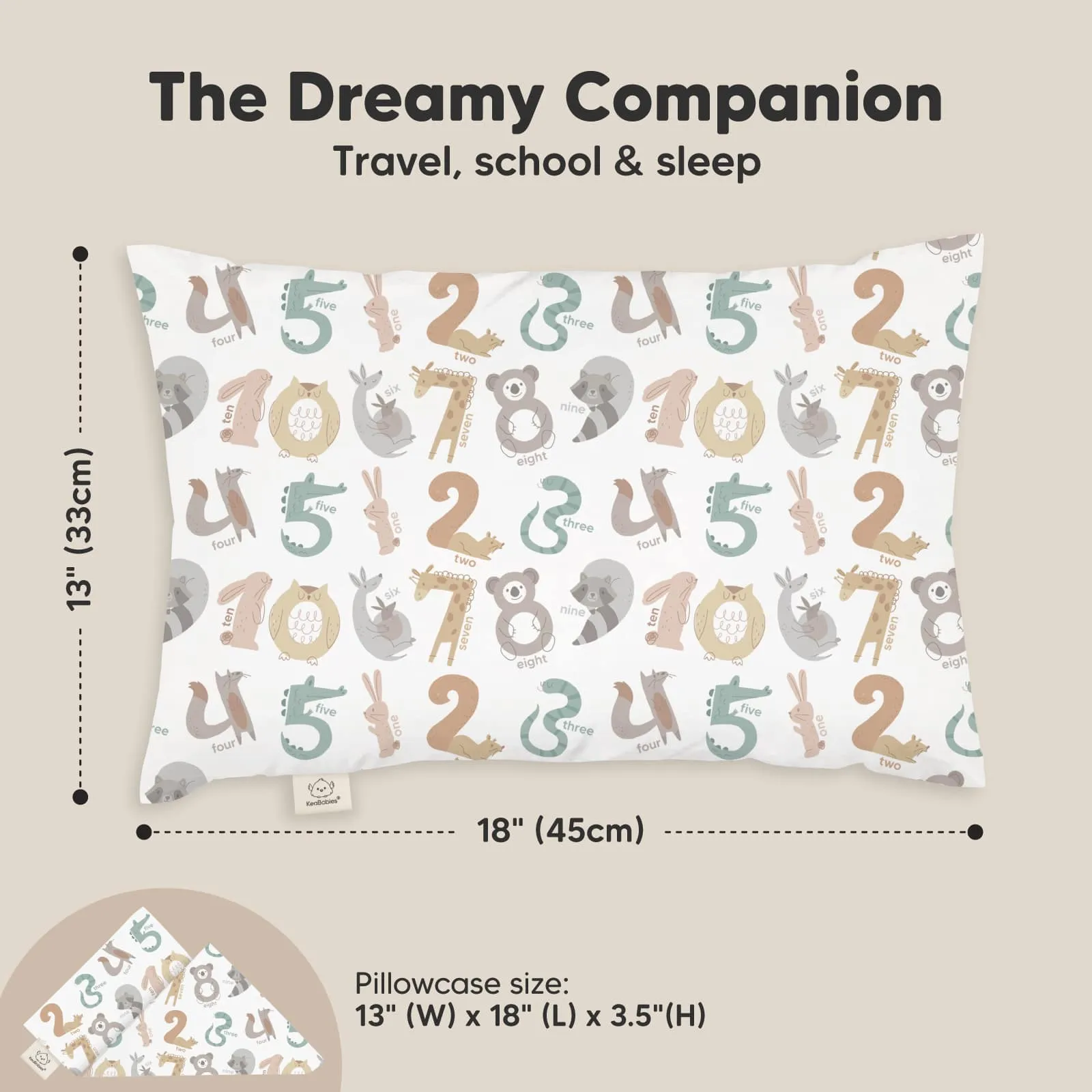 Toddler Pillow with Pillowcase (Wild Count)