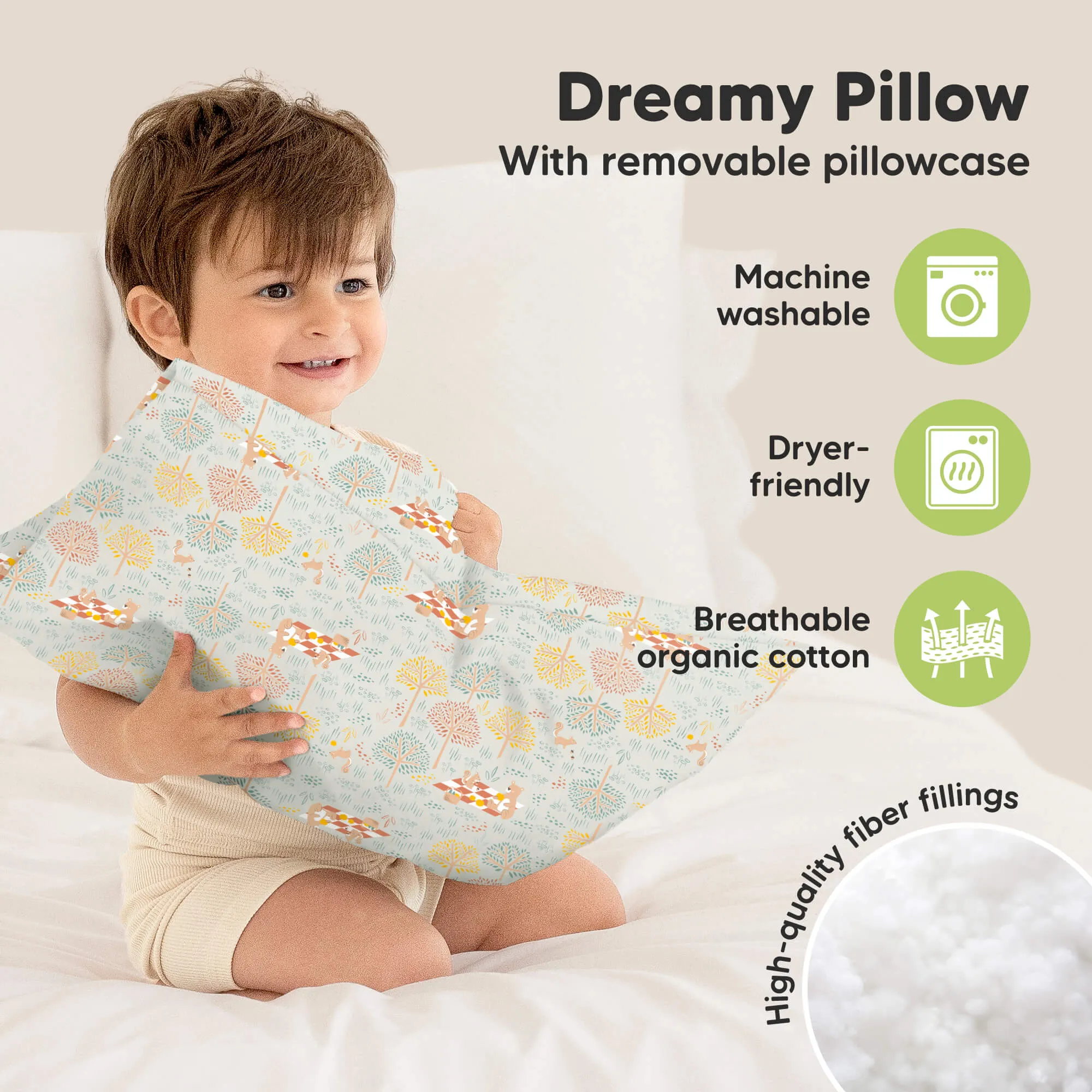 Toddler Pillow with Pillowcase (Wild Picnic)