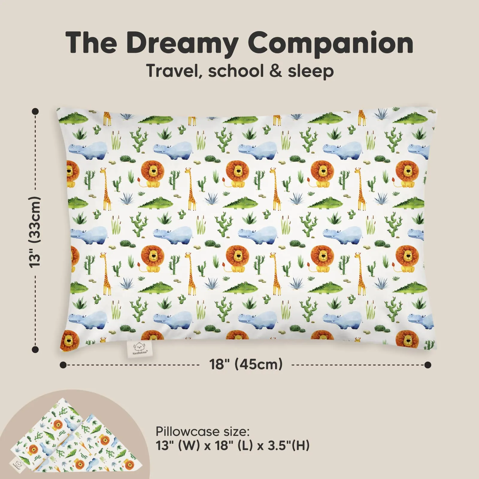 Toddler Pillow with Pillowcase (Zoo)