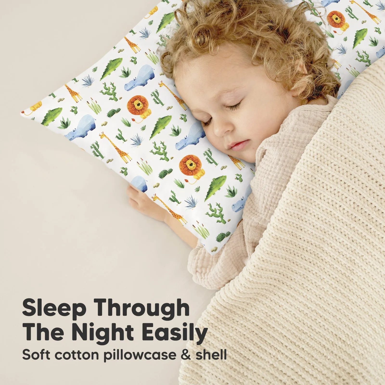 Toddler Pillow with Pillowcase (Zoo)