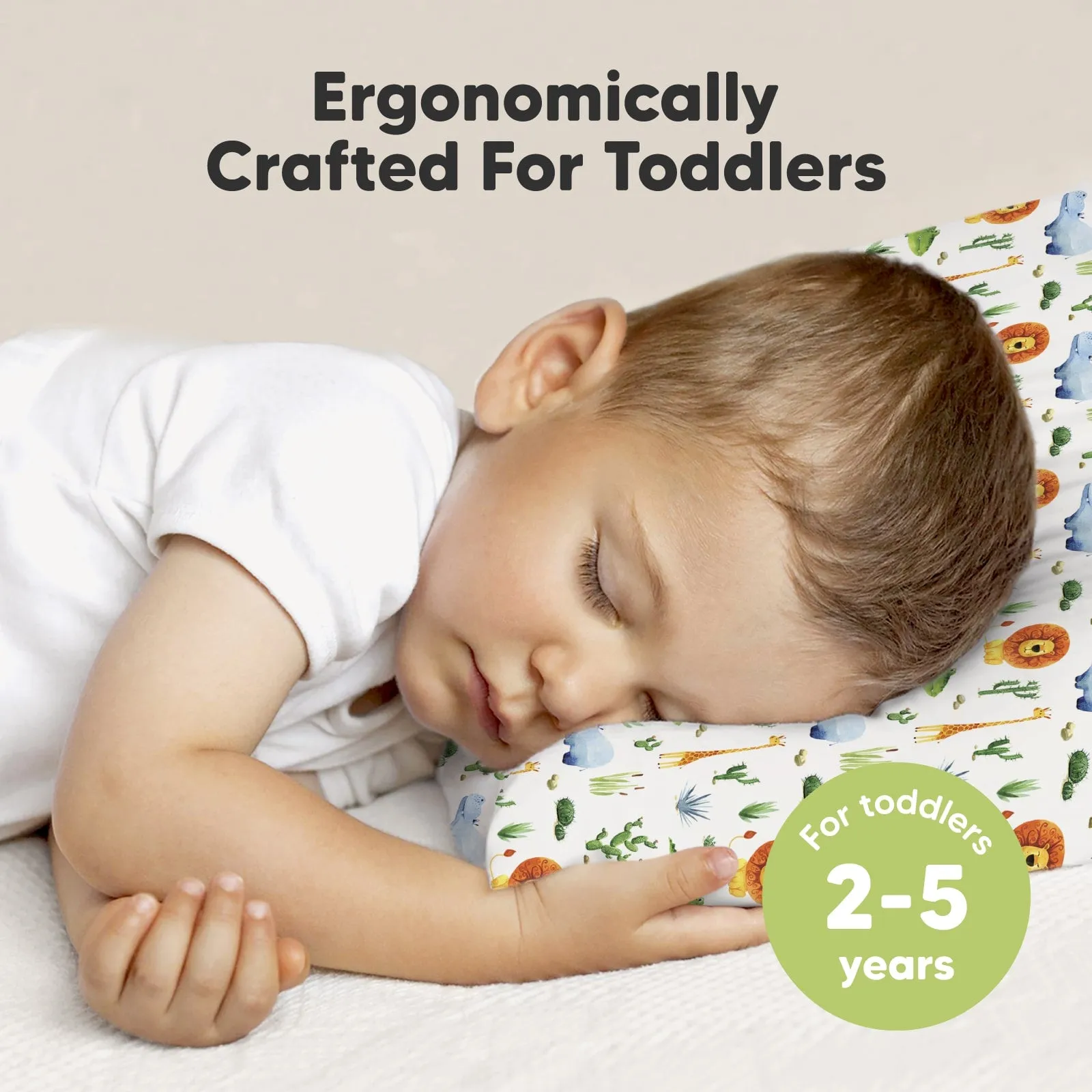 Toddler Pillow with Pillowcase (Zoo)